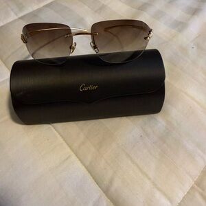 Cartier Women's Gold and Brown Sunglasses